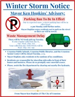 Winter Storm Notice: Parking Ban, Waste Management Delay